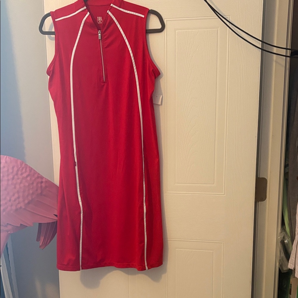 Tail Red Mini Dress with White Trim
